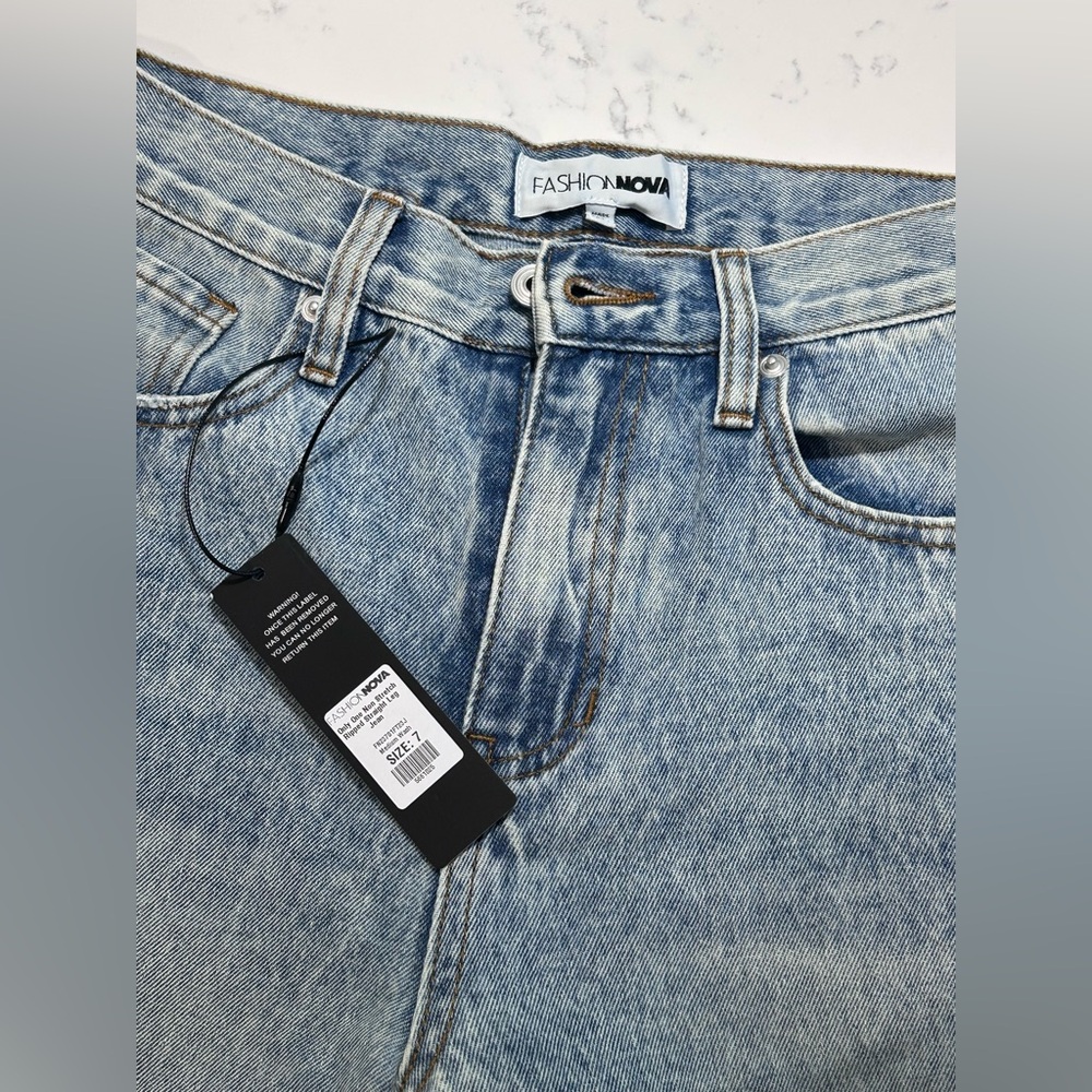 ❥𝖥𝖠𝖲𝖧𝖨𝖮𝖭𝗡𝗢𝗩𝗔: Only One Non Stretch Ripped Straight Leg Jean - Medium Wash - Picture 9 of 11